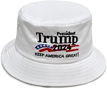 DISHIXIAO Trump Bucket Hat USA American Flag Trump 2024 Keep Make America Great Embroidered Bucket Cap, White, One Size