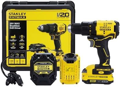 STANLEY FATMAX SBD710D2K 20V 13 mm 1900 RPM Cordless Brushless Drill Machine Driver, 60 Nm Torque, 2.0Ah Li-ion Batteries with Charger, Kit Box, 2 Speed Gearbox, 2 Year Warranty, YELLOW & BLACK