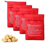 4PCS Reusable Express Microwave Potato Bag Saving Time Baking Fabric Pouch Bag for Any Type of Potatoes Bake Bags Just in 4 Minutes (Red)