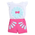 Hopscotch Girls Floral Print T-Shirt Shorts Set in Fuchsia Color for Ages 12-18 Months