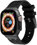 Shesyuki for Apple Watch Ultra 2 Band 49mm 45mm 44mm 42mm for Men, Liquid Silicone Rubber Band for iWatch Ultra/Ultra 2 SE Series 9 8 7 6 5 4, Sports Enthusiasts AP Strap with Stainless Steel Adapter