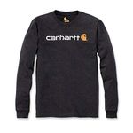 Carhartt Men's Relaxed Fit Heavyweight Long-Sleeve Logo Graphic T-Shirt, Carbon Heather, M