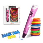 WOL3D iTech Pink Magic 3D Pen with 12 in 1 PLA Filament Refills 5 Metre Each - OLED Display, Adjustable Speed & Temperature Control, USB Powered 3d Printing Pen for Kids, Adults, DIY Art & Crafts