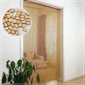 Bamboo Bead Curtain 80×200cm 90×200cm 100×200cm,Hanging Natural Wooden Beaded Curtains,Fly Screen,Home Decor Divider String Beaded Curtain,Handmade,for Closet Doorway Patio,W×H-100strands(100×220cm)
