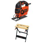 BLACK+DECKER Jig Saw, Smart Select, 5.0-Amp with Workmate Portable Workbench, 350-Pound Capacity (BDEJS600C & WM125)