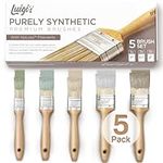 Luigi's Wooden Paint Brushes for Walls | 5X Synthetic Bristle Paint Brushes for Painting Walls, Furniture, and More | Large House Paint Brush Set for Walls | Gloss, Stain, and Paintbrush Pack