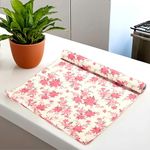 Kuber Industries Kitchen Drawer/Cabinet Shelf Mat|Flower Design With PVC Material|Adjustable Size 5 MTR Roll (Cream)-KUBMART03004, standard,Polyvinyl Chloride