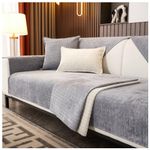 asskanaer Corduroy Sofa Cover 1/2/3/4 Seater, Non-slip Sofa Slipcovers Universal Corner Sofa Cushion Cover L Shape Furniture Protector for Living Room(Grey, 70 * 150cm)