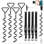 Ground Anchor, Trampoline, Pack of 4, Heavy Duty Ground Anchor, Ground Anchor for Screwing in for Trampolines, Ground Anchor for Screwing in High Wind with Straps