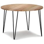 SIMPLIHOME Hunter SOLID MANGO WOOD and Iron 45 Inch Round Industrial Dining Table in Natural, For the Dining Room