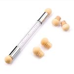 RED SQUARE Nail Gradient Sponge Pen Nail Art Tool Dual Head Brush Picking Dotting Pen with 4 Replacement Heads Acrylic Manicure DIY Tools