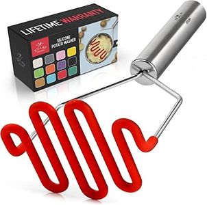 Zulay Kitchen Non-Scratch Potato Masher Kitchen Tool - Durable Stainless Steel Wrapped in Premium Silicone Mashed Potatoes Masher - Versatile Masher Hand Tool & Potato Smasher (Red)