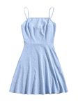 Floerns Women's Ditsy Floral High Waist Cami Short A Line Dress, Blue Bonnie, Small