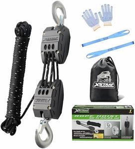 XSTRAP STANDARD Heavy-Duty 2,000LB Reflective Rope Hoist Pulley 50 Feet Wheel Block and Tackle System with 2PK 18 Inch Soft Loops for Animal Husbandry, Garage, Warehouse, Constructions