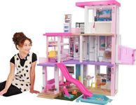 Barbie Dreamhouse (3.75-ft) 3-Story Dollhouse Playset with Pool & Slide, Party Room, Elevator, Puppy Play Area, Customizable Lights & Sounds, 75+ Pieces, for 3 to 7 Year Olds