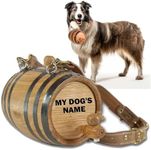 Personalized St Bernard Whiskey Barrel Collar for Dog, 1/2 Liter Oak Aging Barrel Dispenser for Saint Bernard Dogs with Adjustable, Real Leather Harness Strap