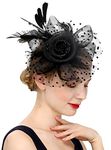 Cizoe Fascinators Hat for Women Flower Cocktail Tea Party Derby Kentucky Wedding Headwear Top Hat (1-1a-black a))