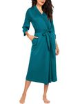 Ekouaer Dressing Gown for Women Knit Long Wedding Robe Loungewear Nightgown Blue Green XL