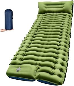 Camping Sleeping Pad, TocsQron Self Inflating Sleeping Mats with Pillow Carry Bag & Built-in Foot Pump, Camping Air Mattress for Beach Backpacking Tent Hiking Traveling Picnic (Green and Blue)