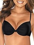 RELLECIGA Women's Black Push Up Bikini Top Twist Front Underwire Bathing Suit Size Large