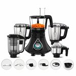 Preethi Zodiac Cosmo MG236 Mixer Grinder 750 watt with 5 Jars Includes Super Extractor juicer Jar & Master Chef + Food Processor Jar, Black