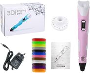 3D Printing Pen, 3D Drawing Pen with LED Display & 12 Colors PLA Filament for Kids & Adults, Creative Art & Craft Kit with Stencil Book & Charger, Creative Crafts Gift Fun Toys for All Ages (Pink)