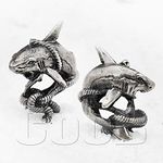 СooB EDC Paracord Bead, Knife Lanyard Bead, Beard Bead, Pendant Animals Collection. Metal Hand-Casted Paracord Beads Charms for Paracord Lanyards Bracelets 1Pcs/Lot (Shark Silver)