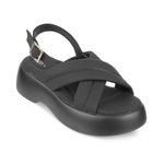 tresmode LONIR Women's Wedges Sandals Platform Heels Black, 6 UK / 39 EU - Open Toe Stylish Comfortable Soft Footwear