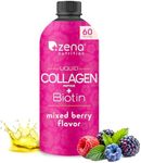 Zena Liquid Collagen Peptides for Women & Men + Biotin 5000mcg | Hydrolyzed Multi Verisol Collagen Peptides 2500mg | Sugar & Gluten Free Hair, Skin, Nail Supplement | Berry | 60 Servings, 20.3 FL Oz