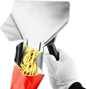 Stainless Steel French Fry Popcorn Scoop, Comerical Quick Fill Tool for Food Bags & Boxes, Multipurpose Utility Scooper for Bagger French Fries, Ice, Dry Goods(size:195 X 238mm)