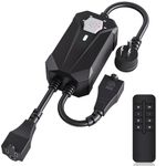 Outdoor Dimmer for String Lights, NEARPOW IP55 Waterproof Dimmer Switch Plug with 2 Sockets, Extension Cord, 2H/4H/6H/8H Indicator Light, 100FT Wireless Remote Control Light Dimmer for Patio Led Lamp