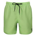 Reebok Mens Swim Trunks in Green, Polyester Quick Dry Adult Shorts Swimwear with Draw String and Elasticated Waistband