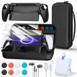 FYOUNG 14 in 1 Accessories Kit for PlayStation Portal, Carrying Case Bundle and Magnetic Portable Charger for PS5 Portal with Protective Cover, 2 Screen Protectors, Wired Headphone, 8 Thumb Grips