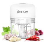 ISILER Mini Electric Chopper,800 Mah Food Processor For Kitchen,Garlic Crusher,Onion Chopper With 250Ml Bowl&Stainless Steel Blades,5 Seconds For Garlic,Ginger,Chili,Onion,Vegetable,Meat,30 Watts