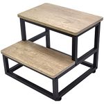 SZLHANJZ Step Stool, 2 Step Stool for Adults Kids, Small Stepping Stool with Round Corner, Wooden & Metal Dog Steps for Bedroom Living Room, Beige