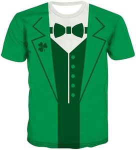 KYKU St Patricks Day Tshirt Funny Tuxedo T Shirt for Men, Green Suit, Medium