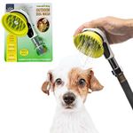 Wondurdog Quality Outdoor Dog Wash with All Metal Adapter | Garden Hose Attachment | Innovative Shower Brush w/Splash Shield | Outdoor Dog Wash | Keep Water Away from Dogs Ears, Eyes and Yourself!