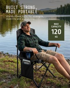 Voyager Folding Camping Chair 2-Pack – Lightweight, Black, Cup Holder