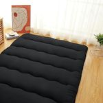 Japanese Floor Mattress, Futon Mattress Full Size, Foldable Sleeping Pad Roll Up Mattress Tatami Mat for Camping, Guest Room, Bedroom, Black