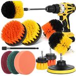 Drill Brush Power Scrubber Brush Set, Herrfilk 12 Pieces Drill Brush Attachment Set with Extend Attachment and Scrub Pads Sponge, Drill Bit Scrub Brush for Cleaning Grout, Car,Tiles, Sinks, Bathtub