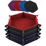 SIQUK 4 Pieces Dice Tray Hexagon Folding PU Leather and Velvet Dice Tray for RPG DND and Other Dice Games, 4 Colours