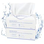 Disposable Face Towel, MSOEUESO 100% Cotton Facial Tissues, Wet Dry Face Cloths, Biodegradable Clean Towels, Makeup Remover Wipes, Ultra Soft for Adults and Baby 200 count, 2pack