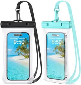 2 Pack Waterproof Phone Pouch [ 3D Clear Soft Edges]- Waterproof Phone Case for iPhone 15 14 13 Pro Max Plus Galaxy Pixel Up to 7.2" - Underwater Dry Bag for Beach Cruise Vacation - Black & Green