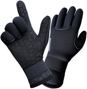PAWHITS Wetsuit Gloves, 3mm Neoprene Gloves with Adjustable Straps, 5-Finger Thermal Non-Slip Swimming Glove for Scuba Diving Surfing Paddling Kayaking (L)