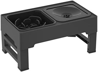Elevated Dog Bowls for Large Dogs, Adjustable 4 Heights Raised Dog Bowl Stand with 2 Slow Feeders, Anti Slip No Spill Dog Water Bowl for Small Medium Large Dogs & Pets, Black