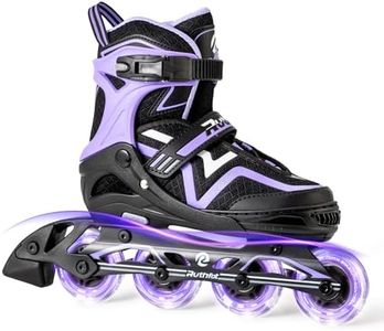 Ruthfot Pattini in linea regolabili per bambini, ragazzi e ragazze, pattini luminosi per bambini dai 6 ai 12 anni, patine luminose per uomini e donne