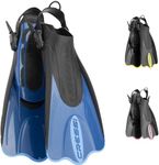 Cressi Palau Saf - Adjustable Short Flipper Fins for Snorkelling and Swimming, Adult Unisex, Blue/Azure, S/M