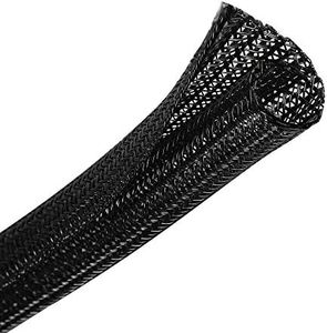 CrocSee 25ft - 1/2 inch Braided Cable Management Sleeve Cord Protector - Self-Wrapping Split Wire Loom for TV/Computer/Home Theater/Engine Bay - Black