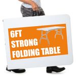 Bishop Foldable Table Portable - British 6ft Folding Table 250kg Max - Fold Away Table 8 People, Camping Tables That Fold Up - Fold Up Table Fits in Car, Picnic Table 1 Min Assembly