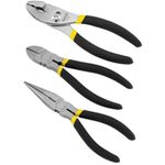 STANLEY Pliers Set, Basic 6-Inch Slip Joint, 6-Inch Long Nose, 6-Inch Diagonal Set, 3 Piece (84-114)